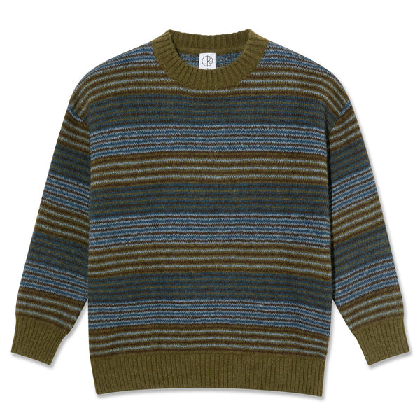 POLAR SKATE CO. GEORGE SWEATER STRIPE BLUE GREEN 【 ポーラー  ジョージ セーター ストライプ ブルー グリーン 】