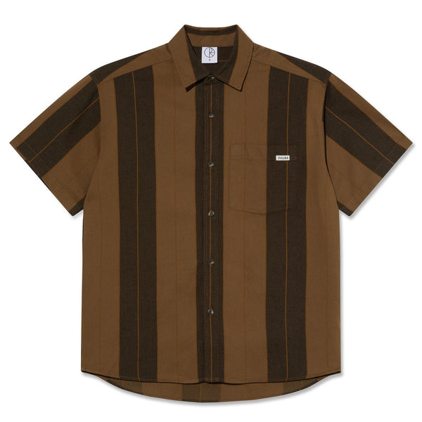 POLAR SKATE CO. MITCHELL SHIRT BROWN BLOCK STRIPE【 ポーラー スケート ミッチェル  シャツ ブラウン ブロック ストライプ 】