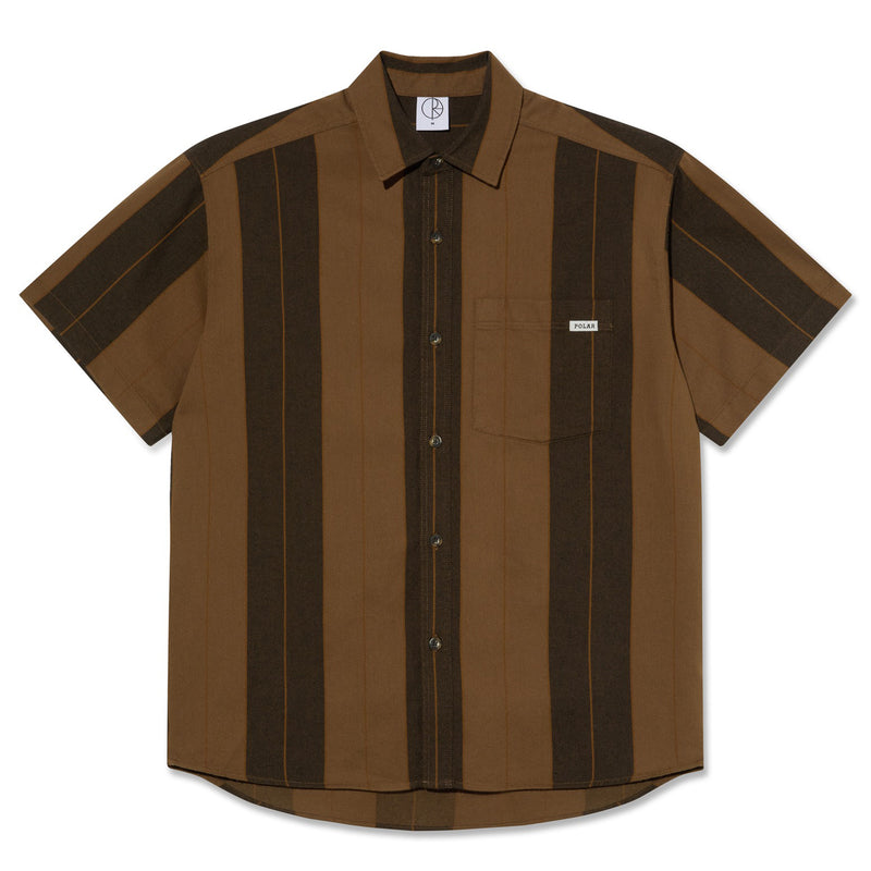 POLAR SKATE CO. MITCHELL SHIRT BROWN BLOCK STRIPE【 ポーラー スケート ミッチェル  シャツ ブラウン ブロック ストライプ 】