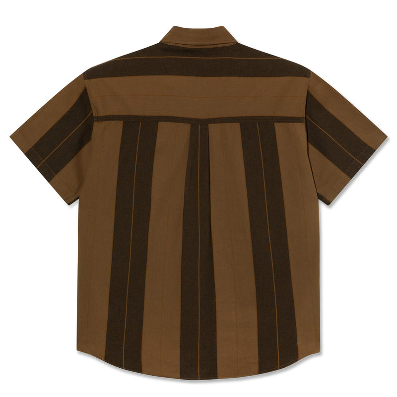 POLAR SKATE CO. MITCHELL SHIRT BROWN BLOCK STRIPE【 ポーラー スケート ミッチェル  シャツ ブラウン ブロック ストライプ 】