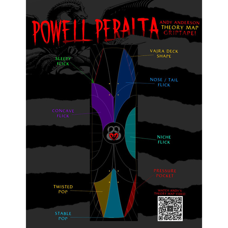 POWELL PERALTA ANDY ANDERSON THEORY MAP GRIPTAPE SHEET 9 x 33 【 パウエル ペラルタ アンディー アンダーソン セオリー マップ グリップテープ シート 】