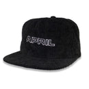 APRIL LOGO OUTLINE CORD 6-PANEL HAT BLACK【 エイプリル ロゴ アウトライン コード 6 パネル ハット ブラック 】