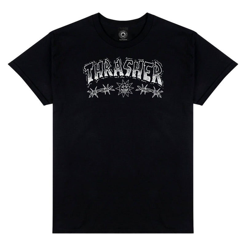 THRASHER BAEBED WIRE BLACK T-SHIRTS 【 スラッシャー バーベッド ワイヤー ブラック Tシャツ 】