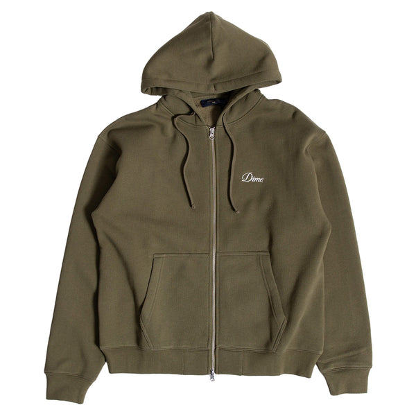Dime スウェット　オリーブ DIME CURSIVE ZIP HOODIE DARK OLIVE 【 ダイム カーシブ ジップ