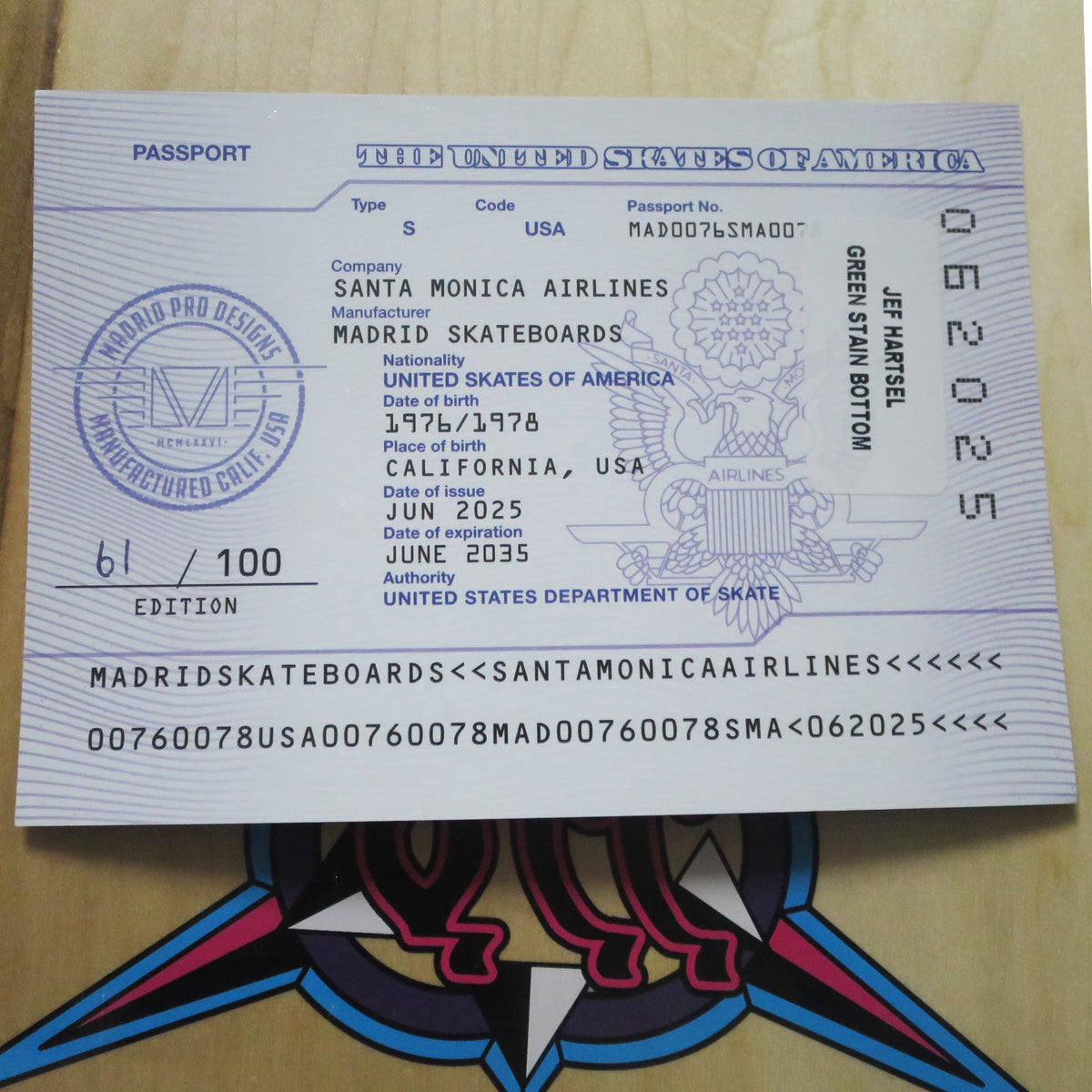 SMA JEF HARTSEL SERIES 4 DECK 10.25 GREEN 【 サンタモニカ