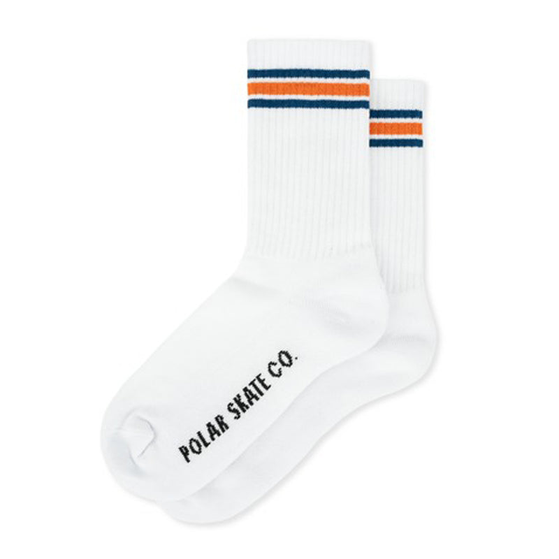 POLAR SKATE CO. RIB SOCKS STRIPE WHITE BLUE ORANGE【 ポーラー リブ ソックス ストライプ ホワイト ブルー オレンジ 】