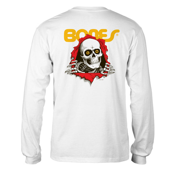POWELL-PERALTA BONES RIPPER LONG SLEEVE T-SHIRTS WHITE 【 パウエル