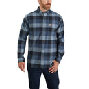 CARHARTT RUGGED FLEX RELAXED FIT FRANNEL LONG SLEEVE SNAP PLAID SHIRT DARK BLUE 【 カーハート リラックス フィット フランネル シャツ