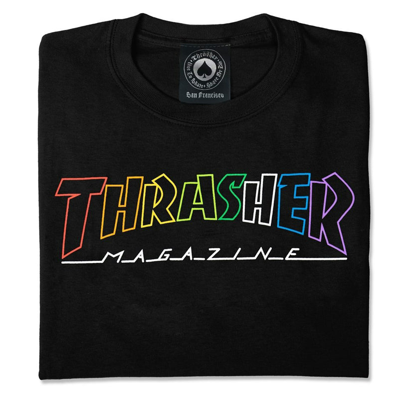 THRASHER OUTLINED RAINBOW MAG T-SHIRTS BLACK 【 スラッシャー アウトライン レインボー マグ Tシャツ ブラック 】