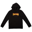 THRASHER YOUTH FLAME LOGO HOOD BLACK 【 スラッシャー ユース キッズ フレイム ロゴ フード ブラック 】