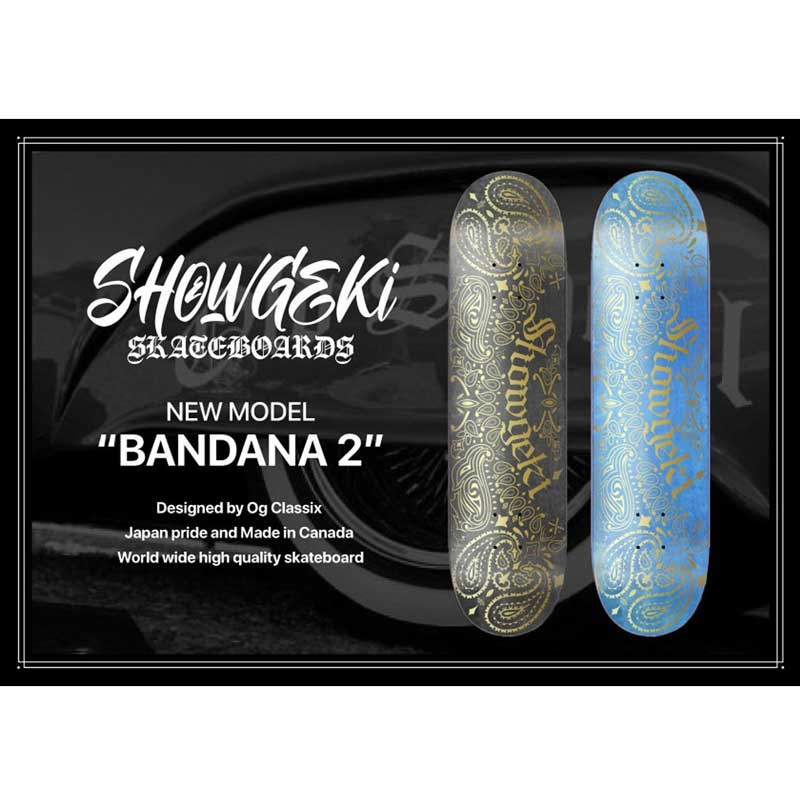 SHOWGEKI SKATEBOARDS BANDANA 2 BLACK DECK 8.0 【 ショウゲキ バンダナ 2 ブラック デッキ 】