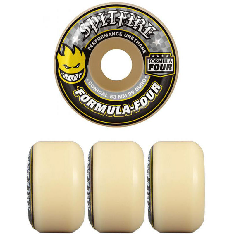 SPITFIRE FORMULA FOUR CONICAL YELLOW PRINT 99A 52mm 【 スピットファイヤー F4 コニカル イエロー プリント ウィール 】