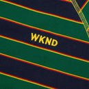 WKND STRIPE LONG SLEEVE SHIRT NAVY GREEN 【 ウィークエンド ストライプ ロング スリーブ シャツ ネイビー グリーン 】