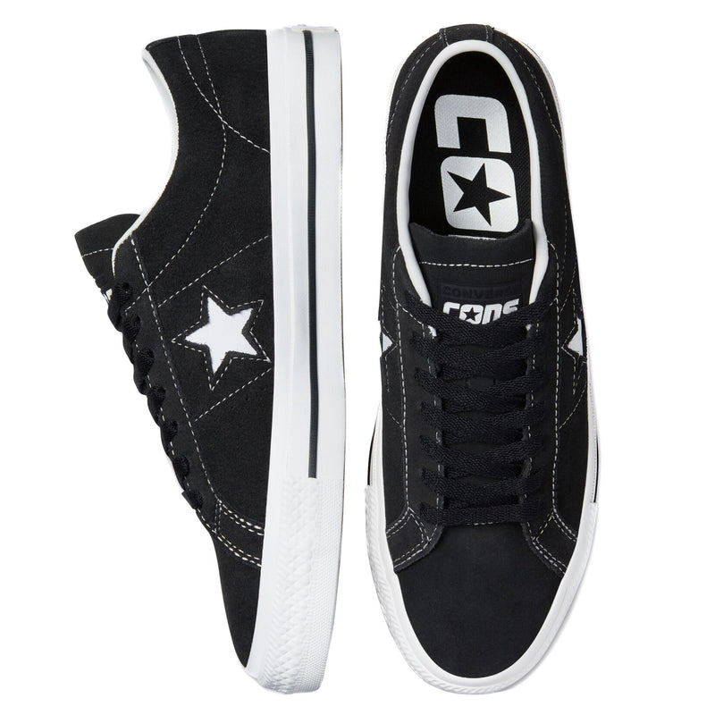 CONVERSE ONE STAR PRO SUEDE BLACK / BLACK / WHITE CONS