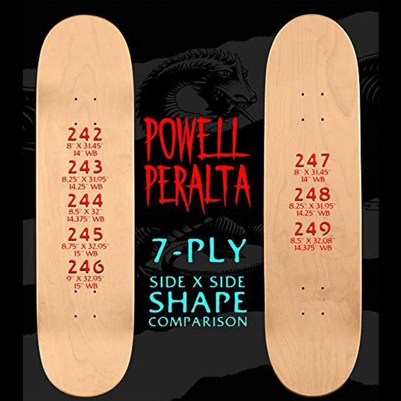 POWELL-PERALTA SKULL AND SWORD PINK / GREEN SHAPE 247 DECK 8.0