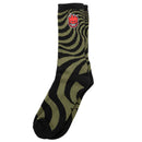 SPITFIRE BIGHEAD FILL EMB SWIRL CREW SOCKS BLACK / OLIVE / RED 【 スピットファイア ビッグヘッド フィル EMB スワール クルー ソックス ブラック / オリーブ / レッド 】